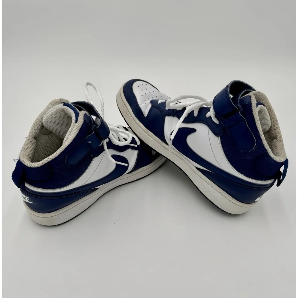 Nike Court Borough Mid 2 White Midnight Navy‎ CD7782-107 Youth 6.5Y Sneakers